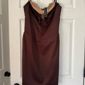 Laundry By Shelli Segal Strapless Brown Dress nwt